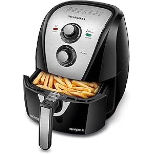 Fritadeira Sem Óleo Air Fryer 4L, Mondial, Preto/Inox, 1500W, 220V - AFN-40-BI Fritadeira Sem Óleo Air Fryer 4L, Mondial, Preto/Inox, 1500W, 220V - AFN-40-BI