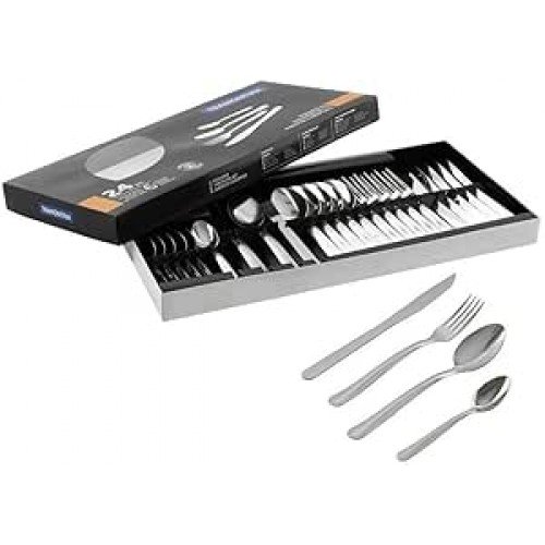 Faqueiro Tramontina Búzios cem Aço Inox com Detalhe 24 Peças