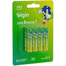 Pilha Alcalina AAA com 8 unidades Elgin Palito Pilha Alcalina AAA com 8 unidades Elgin Palito