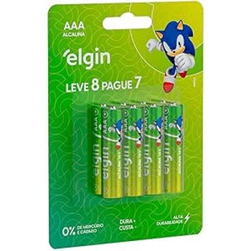 Pilha Alcalina AAA com 8 unidades Elgin Palito