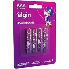 Pilha recarregável AAA 1000mAh Elgin com 4 unidades Palito Pilha recarregável AAA 1000mAh Elgin com 4 unidades Palito
