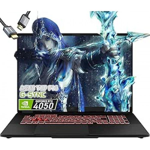 ASUS -TUF F16 Gaming-Laptop RTX 4050 - Intel Core 5 210H Beat AMD Ryzen 7 7435HS -40.6 cm FHD+ Display 144Hz- 32GB RAM -1TB PCIe SSD -RGB Backlit Keyboard -G-SYNC -Portatil Gamer PC -Windows 11 -Cabo ASUS -TUF F16 Gaming-Laptop RTX 4050 - Intel Core 5 210H Beat AMD Ryzen 7 7435HS -40.6 cm FHD+ Display 144Hz- 32GB RAM -1TB PCIe SSD -RGB Backlit Keyboard -G-SYNC -Portatil Gamer PC -Windows 11 -Cabo
