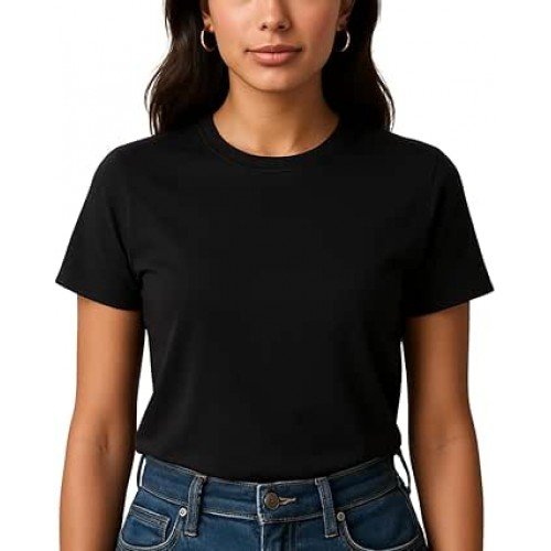Camiseta Feminina Lisa 100% Algodão Fio 30.1 | Gola Reforçada Ribana | Essencial, Confortável | Sem Etiqueta | Embalagem premium