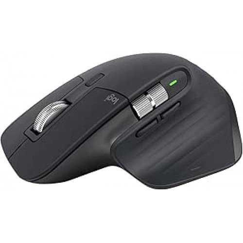 Mouse sem fio Logitech MX Master 3S com Sensor Darkfield para Uso em Qualquer Superfície, Design Ergonômico, Clique Silencioso, Conexão USB ou Bluetooth - Grafite