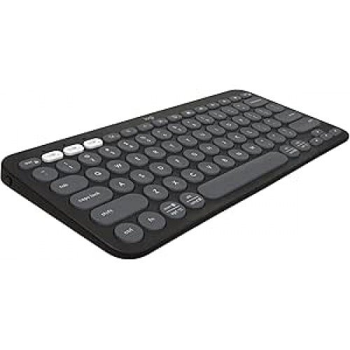 Teclado sem fio Logitech Pebble Keys 2 K380s com Conexão Bluetooth Easy-Switch e Pilha Inclusa - Compatível com PC, Mac, Chrome OS, Android, iOS e Apple TV, Layout US - Grafite