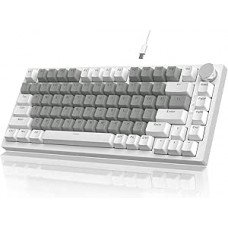 ATTACK SHARK x AJAZZ Teclado mecânico para jogos com fio, com vedação e controle de botão CNC, layout ANSI 75%, espuma de absorção de som 5, hot-swappable, retroiluminação branca (Branco e Cinza) ATTACK SHARK x AJAZZ Teclado mecânico para jogos com fio, com vedação e controle de botão CNC, layout ANSI 75%, espuma de absorção de som 5, hot-swappable, retroiluminação branca (Branco e Cinza)