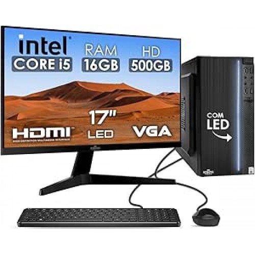 Computador Completo Intel Core i5 16GB HD 500GB Monitor 17