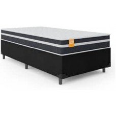 Cama Box Solteiro Colchão Molas Qatar 88x188x60cm Branco/Preto- Suporta até 150Kg Cama Box Solteiro Colchão Molas Qatar 88x188x60cm Branco/Preto- Suporta até 150Kg
