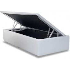 Cama Box baú solteiro corino branco com pistao a gás Cama Box baú solteiro corino branco com pistao a gás