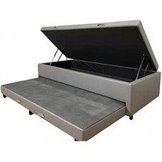 Cama Box Baú Solteiro com Auxiliar Conjugada | Pistão a Gás | Suporta Até 200kg | 188x88x42 | (CORINO CINZA) Cama Box Baú Solteiro com Auxiliar Conjugada | Pistão a Gás | Suporta Até 200kg | 188x88x42 | (CORINO CINZA)