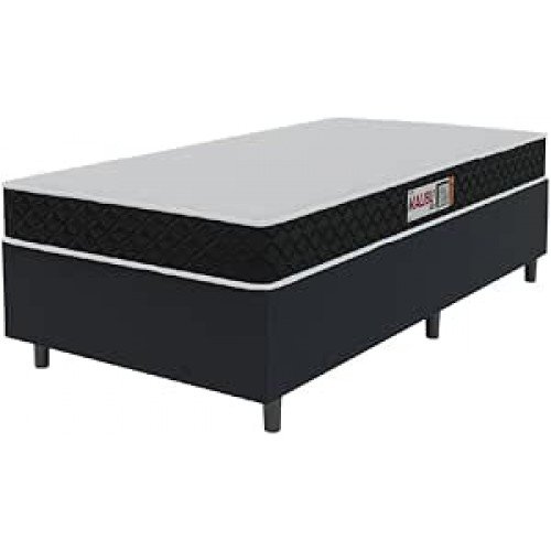 Cama Box Colchão Solteiro Espuma D20 Malibu 78x188x50cm Preto/Branco Hellen Cama Box Colchão Solteiro Espuma D20 Malibu 78x188x50cm Preto/Branco Hellen