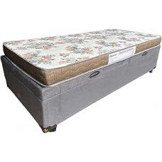 Cama Box Báu Solteiro + Colchão Harmony Floral - Imperium do Sono - Acabamento Reforçado (Suede Cinza) Cama Box Báu Solteiro + Colchão Harmony Floral - Imperium do Sono - Acabamento Reforçado (Suede Cinza)