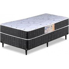 Cama Box Solteiro Conjugado Granada Umaflex Preto/Branco Flor Cama Box Solteiro Conjugado Granada Umaflex Preto/Branco Flor