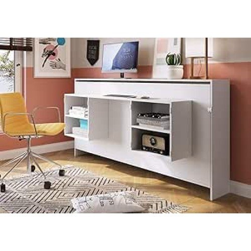 Cama Articulável Horizontal Solteiro c/Estação de Trabalho 80 Latino Branco - Art in móveis Cama Articulável Horizontal Solteiro c/Estação de Trabalho 80 Latino Branco - Art in móveis