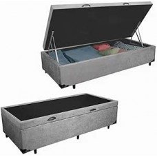 Cama Baú Solteiro Suede com Blindagem (Cinza) Cama Baú Solteiro Suede com Blindagem (Cinza)
