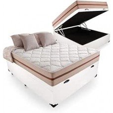 Cama Box Com Baú Viúva + Colchão De Molas Ensacadas - Anjos - Classic 22x188x128cm Cama Box Com Baú Viúva + Colchão De Molas Ensacadas - Anjos - Classic 22x188x128cm