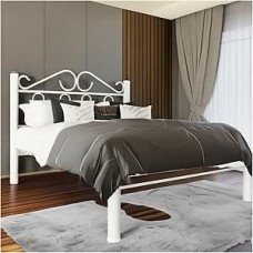 Cama Casal Ferro Com Cabeceira Branca E Estrado Em Pinus Cama Casal Ferro Com Cabeceira Branca E Estrado Em Pinus