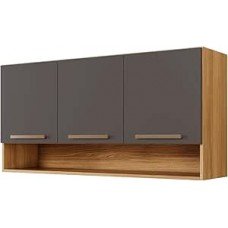Armário Aéreo Suspenso Multiuso de Parede 3 Portas Plus (Grafite/Cinamomo) Armário Aéreo Suspenso Multiuso de Parede 3 Portas Plus (Grafite/Cinamomo)