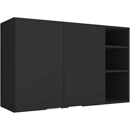 Armário Suspenso de Parede Embutido Aéreo Cozinha Multiuso Nicho Prateleira Organziador Lavanderia 2 Portas - Ópera - Preto Armário Suspenso de Parede Embutido Aéreo Cozinha Multiuso Nicho Prateleira Organziador Lavanderia 2 Portas - Ópera - Preto