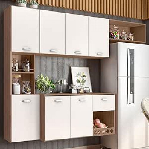 Armario Cozinha Suspensa 7 Portas e 1 Gaveta Mila Carvalho Oak/off White Armario Cozinha Suspensa 7 Portas e 1 Gaveta Mila Carvalho Oak/off White