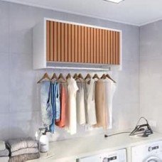 Armário Delta Suspenso Com Porta e Cabideiro Branco/Ripado Armário Delta Suspenso Com Porta e Cabideiro Branco/Ripado