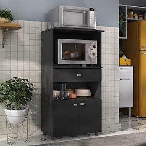 Balcão Multimóveis Multiuso Forno e Microondas Ref. 4060g 2 Portas e 1 Gaveta - Preto Balcão Multimóveis Multiuso Forno e Microondas Ref. 4060g 2 Portas e 1 Gaveta - Preto