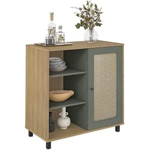 Buffet com porta de abrir e prateleiras CHARLOTTE cor Carvalho c/Menta - Artely Buffet com porta de abrir e prateleiras CHARLOTTE cor Carvalho c/Menta - Artely