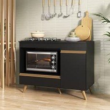 Balcão para Cooktop e Forno 105cm 1 Porta 1 Gaveta Veneza Multimóveis Mp2258 Preto/dourado Balcão para Cooktop e Forno 105cm 1 Porta 1 Gaveta Veneza Multimóveis Mp2258 Preto/dourado