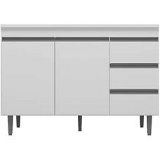 Balcão Armário de Cozinha Andréia 100cm Branco S/Tampo 2 Portas 3 Gavetas Balcão Armário de Cozinha Andréia 100cm Branco S/Tampo 2 Portas 3 Gavetas