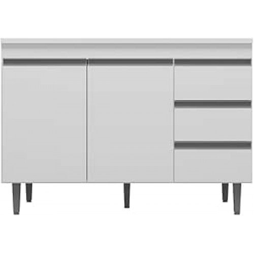 Balcão Armário de Cozinha Andréia 100cm Branco S/Tampo 2 Portas 3 Gavetas Balcão Armário de Cozinha Andréia 100cm Branco S/Tampo 2 Portas 3 Gavetas