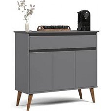 Aparador Balcão Armário Bancada Cozinha Cantinho do Café Buffet Sala de Jantar Bar e Estar com 3 Portas e 1 Gaveta Retrô Zeus (Cinza) Aparador Balcão Armário Bancada Cozinha Cantinho do Café Buffet Sala de Jantar Bar e Estar com 3 Portas e 1 Gaveta Retrô Zeus (Cinza)